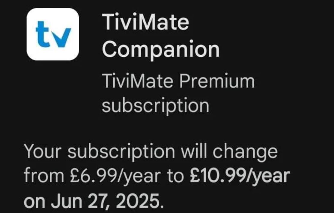 TiviMate is increasing subscription price